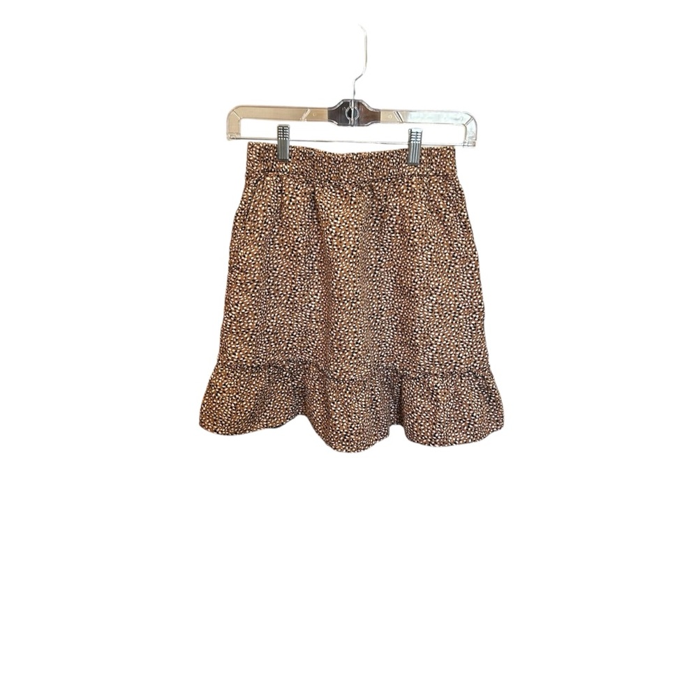 Tahari Brown Bubble Mini Skirt with Ruffled Hem